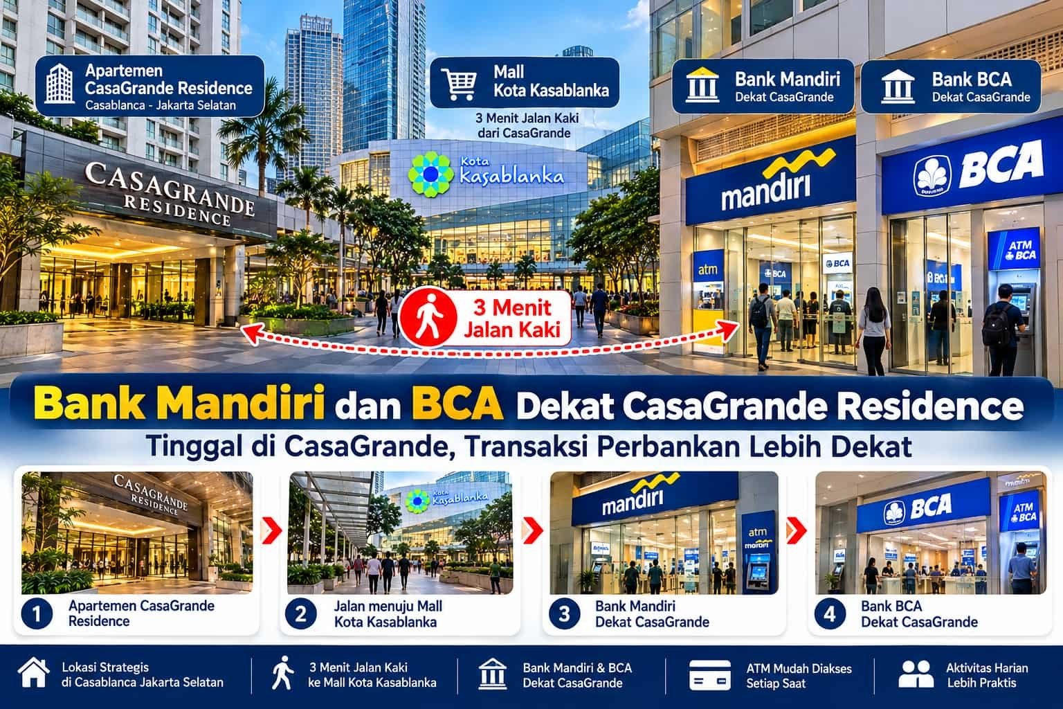 Office Bank Mandiri - CasaGrande: Bank Mandiri, ATM, Kota Kasablanka dan Apartemen CasaGrande Residence